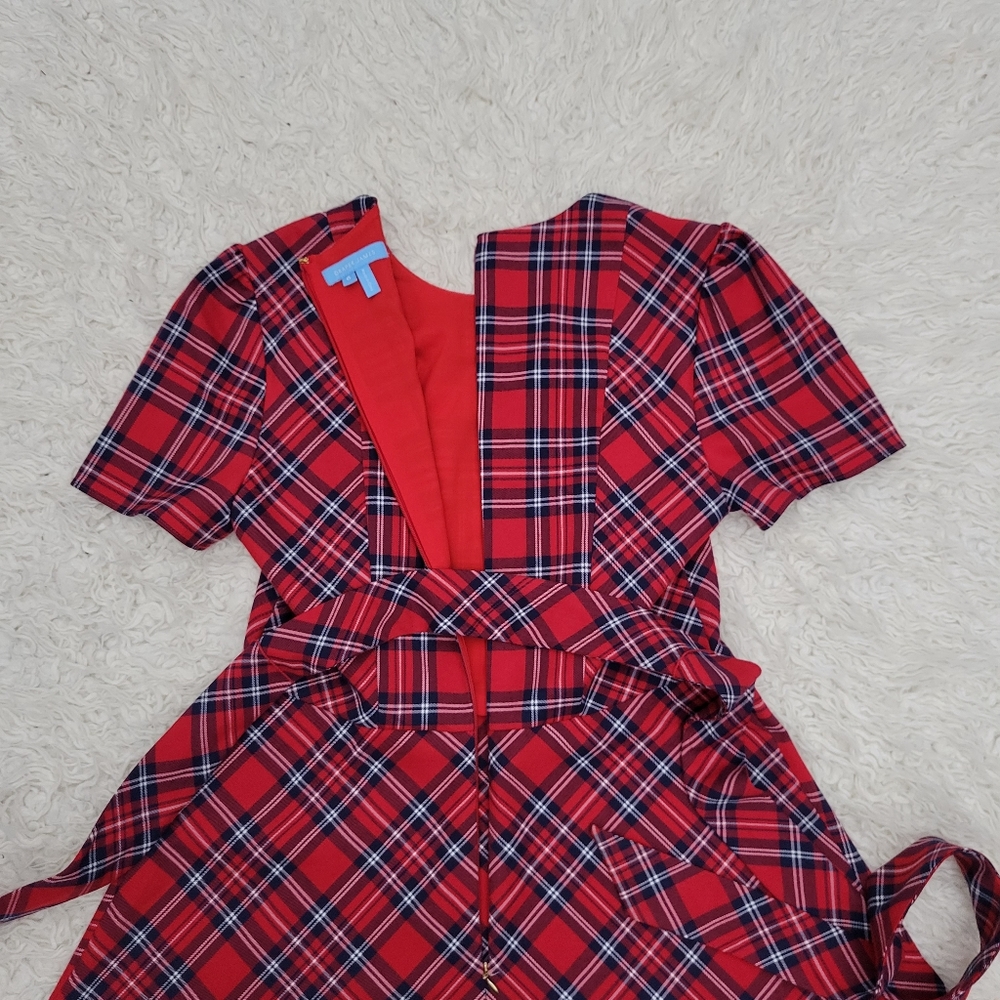 Draper James Angie Check Bow Waist Love Circle Dress Holiday Check Plaid DRW0601 - Picture 11 of 12